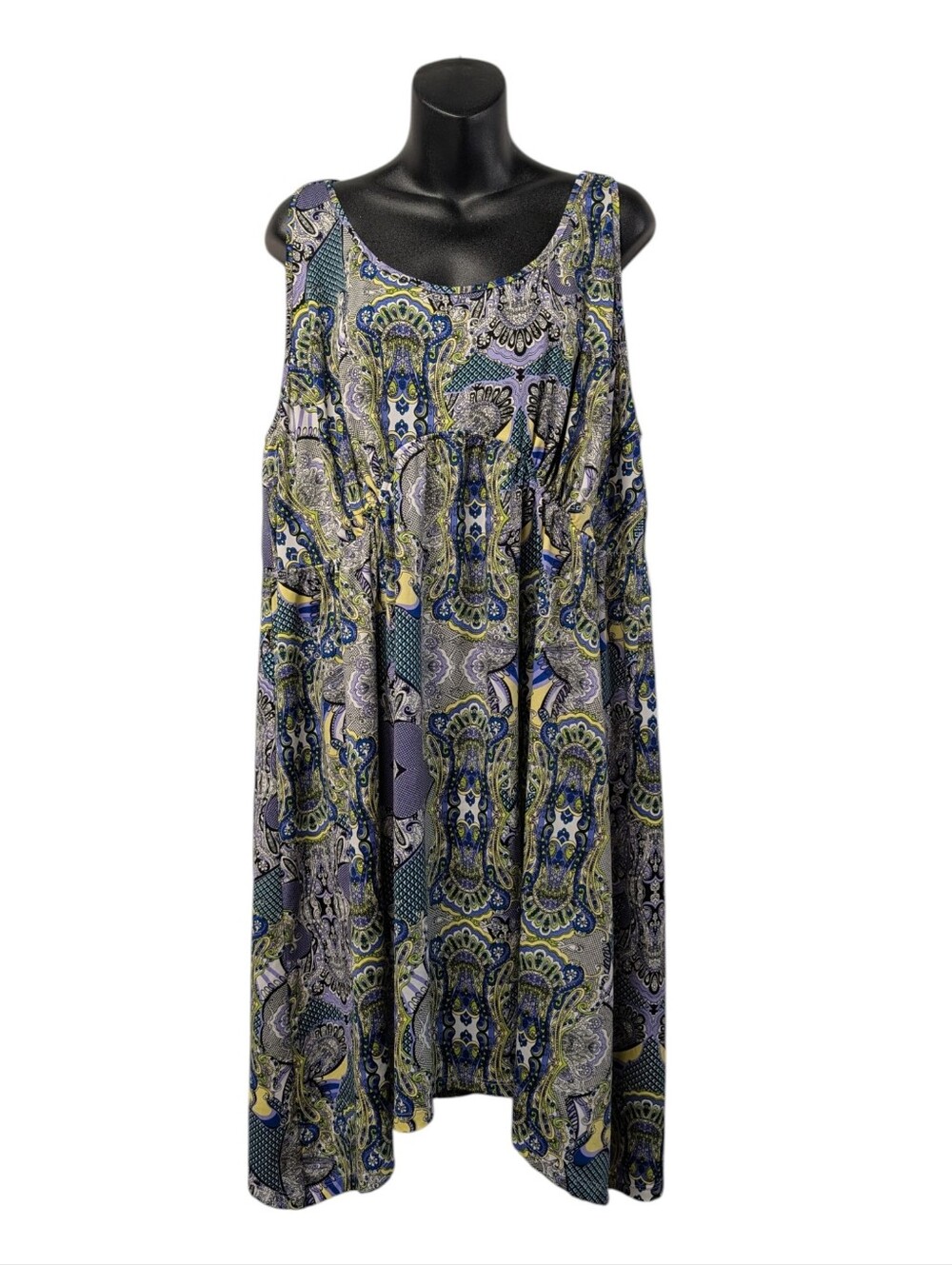 Live and Let Live 2X Boho Paisley Midi Dress Plus Size Colorful Crochet Neck